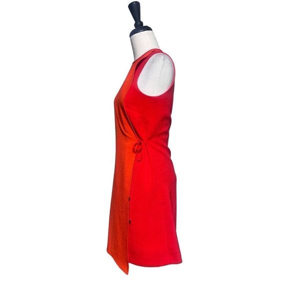Tahari Sleeveless Red Orange Wrap Dress Size 2 - Picture 2 of 4